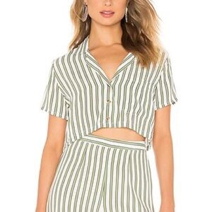 Faithfull The Brand, Green/White, Uma Shirt, Almeria Stripe Print, Top, Size XS